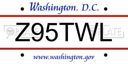 Z95TWL District Of Columbia License Plate