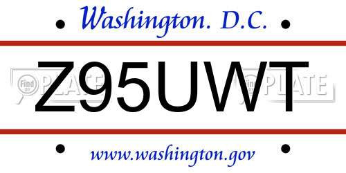 Z95UWT District Of Columbia License Plate