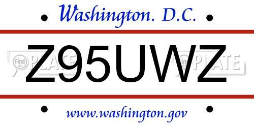 Z95UWZ District Of Columbia License Plate