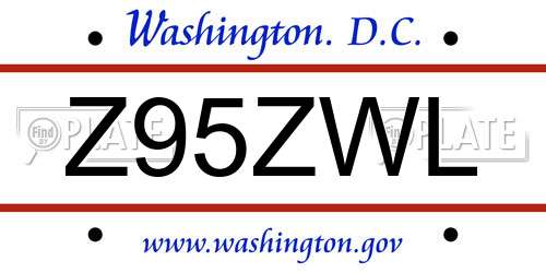 Z95ZWL District Of Columbia License Plate