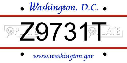 Z9731T District Of Columbia License Plate