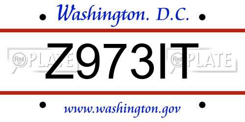 Z973IT District Of Columbia License Plate