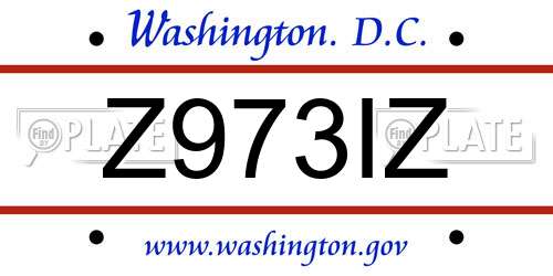 Z973IZ District Of Columbia License Plate