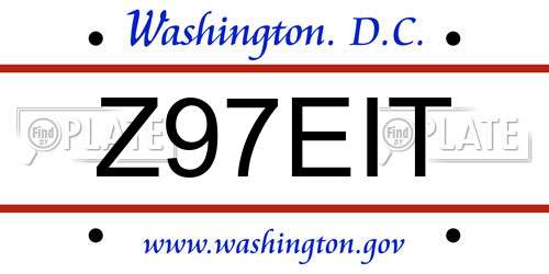 Z97EIT District Of Columbia License Plate