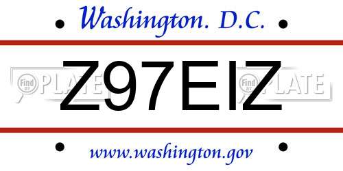 Z97EIZ District Of Columbia License Plate