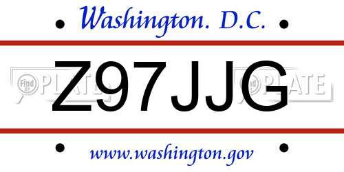 Z97JJG District Of Columbia License Plate