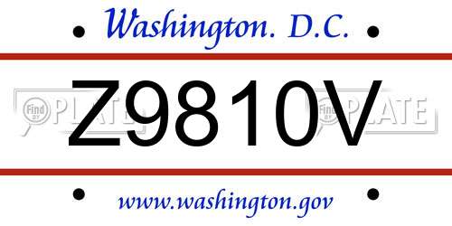 Z9810V District Of Columbia License Plate