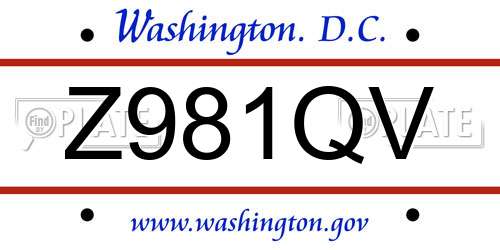 Z981QV District Of Columbia License Plate