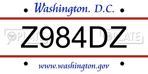 Z984DZ District Of Columbia License Plate
