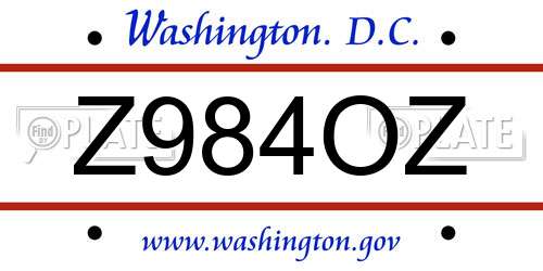 Z984OZ District Of Columbia License Plate