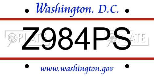 Z984PS District Of Columbia License Plate