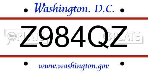 Z984QZ District Of Columbia License Plate