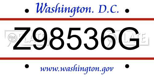 Z98536G District Of Columbia License Plate