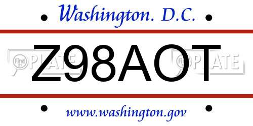Z98AOT District Of Columbia License Plate
