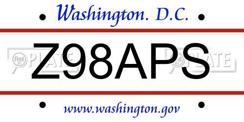 Z98APS District Of Columbia License Plate