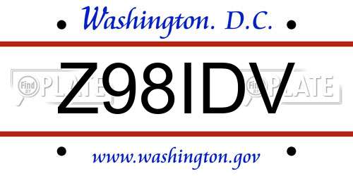 Z98IDV District Of Columbia License Plate