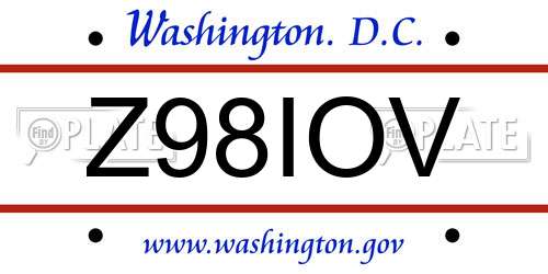 Z98IOV District Of Columbia License Plate