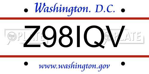Z98IQV District Of Columbia License Plate