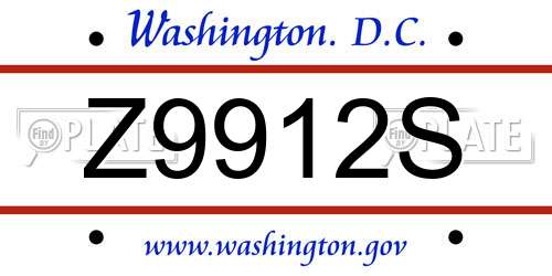 Z9912S District Of Columbia License Plate