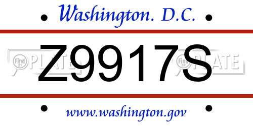 Z9917S District Of Columbia License Plate