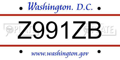 Z991ZB District Of Columbia License Plate