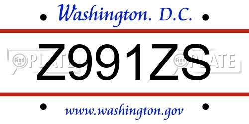 Z991ZS District Of Columbia License Plate