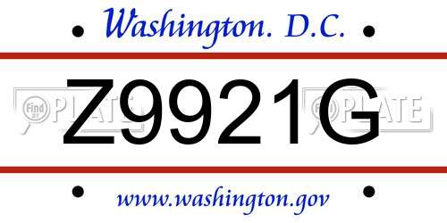 Z9921G District Of Columbia License Plate