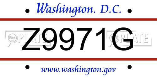 Z9971G District Of Columbia License Plate