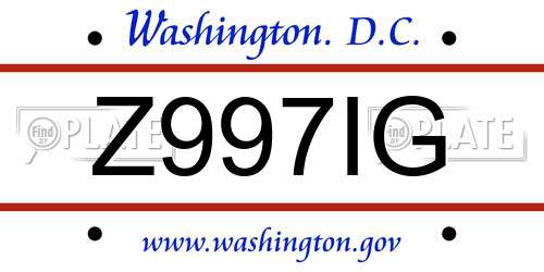 Z997IG District Of Columbia License Plate