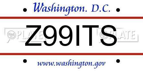 Z99ITS District Of Columbia License Plate