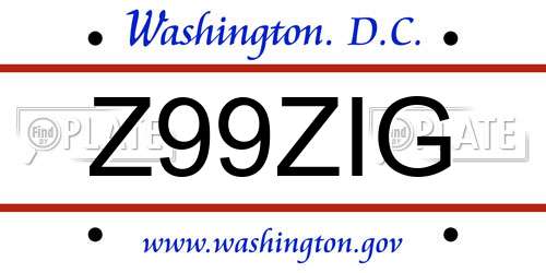 Z99ZIG District Of Columbia License Plate