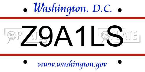 Z9A1LS District Of Columbia License Plate