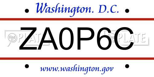 ZA0P6C District Of Columbia License Plate