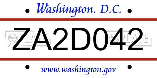 ZA2D042 District Of Columbia License Plate