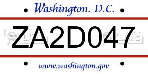 ZA2D047 District Of Columbia License Plate