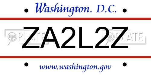 ZA2L2Z District Of Columbia License Plate