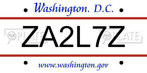 ZA2L7Z District Of Columbia License Plate