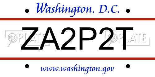 ZA2P2T District Of Columbia License Plate