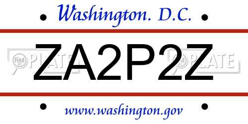ZA2P2Z District Of Columbia License Plate