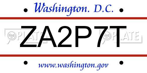 ZA2P7T District Of Columbia License Plate