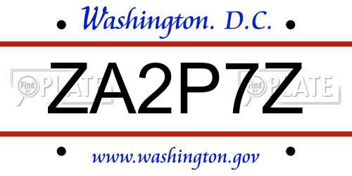 ZA2P7Z District Of Columbia License Plate