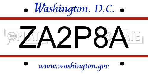 ZA2P8A District Of Columbia License Plate