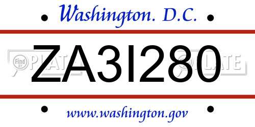 ZA3I280 District Of Columbia License Plate