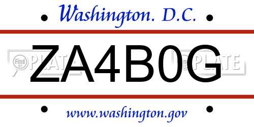 ZA4B0G District Of Columbia License Plate