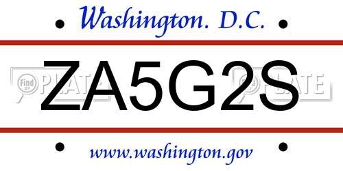 ZA5G2S District Of Columbia License Plate