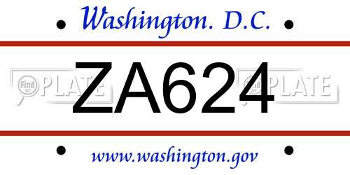 ZA624 District Of Columbia License Plate