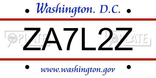ZA7L2Z District Of Columbia License Plate