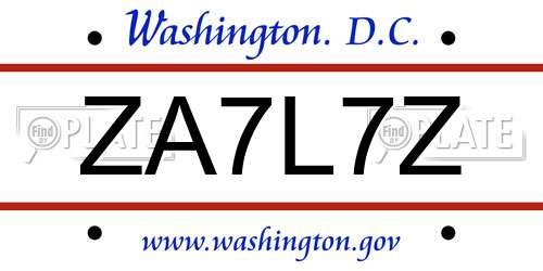 ZA7L7Z District Of Columbia License Plate