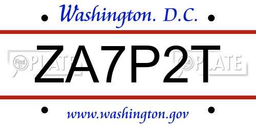 ZA7P2T District Of Columbia License Plate