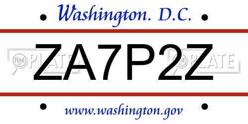 ZA7P2Z District Of Columbia License Plate